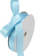1" x 100 Yards Sky Blue Polyester Satin Ribbon Single Faced Bulk Fabric Ribbons for Gift Wrapping, Crafting, Bows Making, Flower Bouquet, Wedding, Home Decor