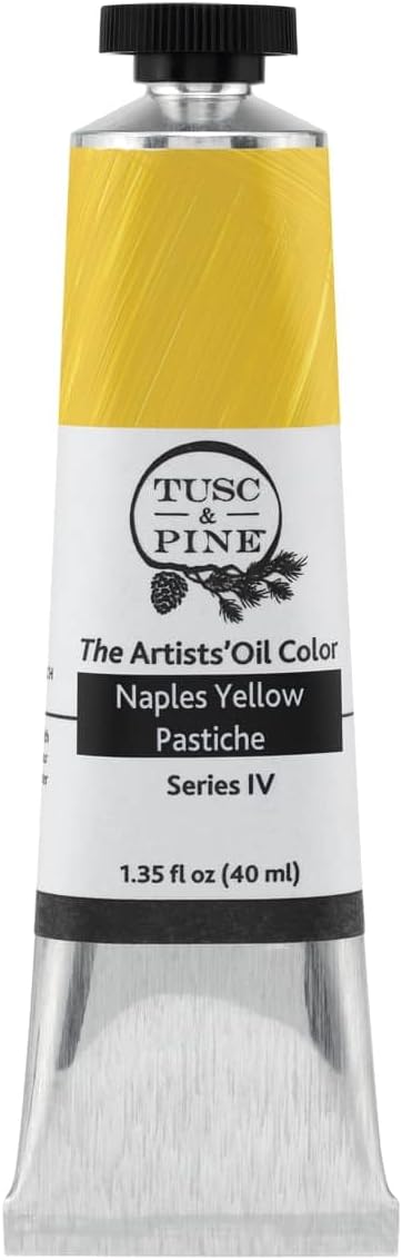 Tusc & Pine Artist Oil Paint - Naples Yellow Pastiche, 40 ml, Non-Yellowing, Rich & Creamy Consistency, Maximum Pigment Load, Small Batch Milled Oil Paints Made in the USA for Professional Artists