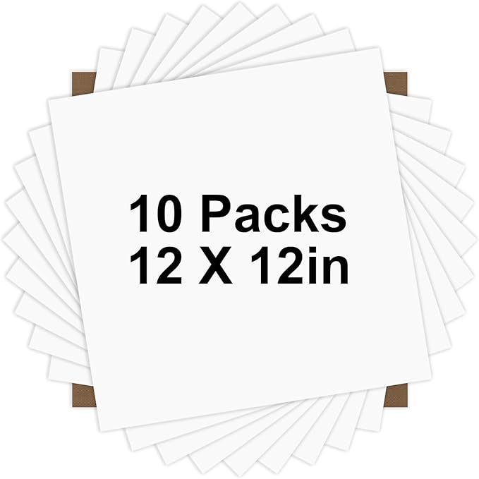 HTVRONT White HTV Heat Transfer Vinyl Bundle: 10 Pack 12"x12" Iron on for T-Shirt (1 PTFE Sheet Included), PU HTV Easy to Cut & Weed for Heat Design