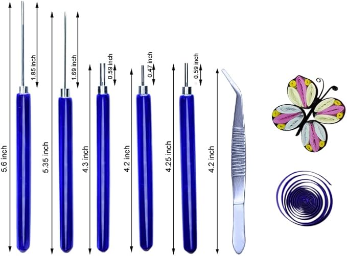 8 Pieces,Quilling Kits,Paper Quilling Tools,Quilling Knitting Board,Quilling Needles,Quilling Curling Coach,Paper Craft DIY Tools,Assorted Sizes Rolling Curling Quilling Needle Pen,XIWUMOER (Blue)