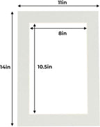 11x14 Mat for 8.5x11 Photo - Precut Grey Picture Matboard for Frames 11 x 14 Inches - Bevel Cut to Display Art 8.5 x 11 Inches - Acid Free Pack of 100 MATS with Backing Boards & Clear Bags