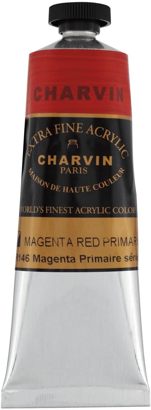 Charvin Extra Fine Professional Acrylic Paint - Magenta Red Primary, 60ml Tube, Triple-Milled, Lightfast Pigments, Open Stock Artist Acrylic Paints in Nature-Inspired Hues