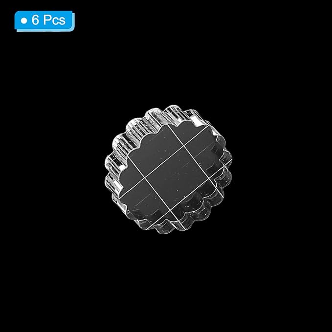 PATIKIL 1" Acrylic Stamp Block, 6Pcs Clear Stamping Block with Grid Lines Decorative Mounting Blocks Round for Scrapbooking DIY Crafts Card Making