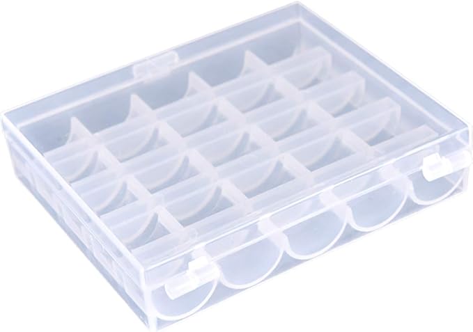 AKIRO 25 Slots Empty Bobbins Spools Box, Sewing Craft Plastic Case Storage Box for Sewing Machine 2 Pack