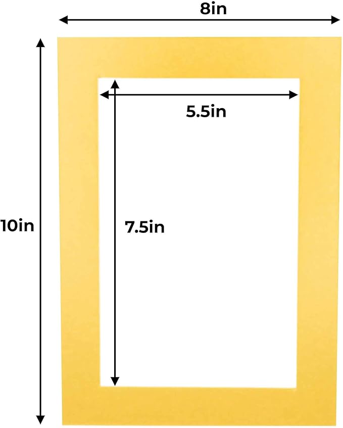 6x8 Mat for 8x10 Frame - Precut Mat Board Acid-Free Show Kit with Backing Board, and Clear Bags Metallic Gold 6x8 Photo Matte Made to Fit a 8x10 Picture Frame Matboard for Framing, Pack of 25 Mats