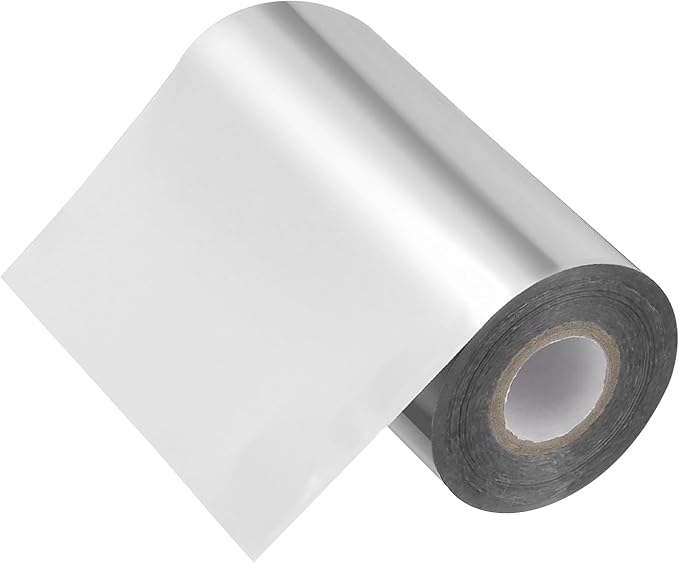 PATIKIL 5"x400Ft Hot Stamping Foil Paper, Heat Transfer Hot Stamping Paper Foil Roll for Leather DIY Logo Decor Craft Gift Package Scrapbook Card, Light Silver
