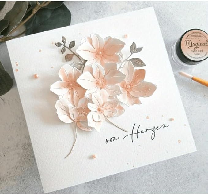 Lapoo Metal Cutting Die for Scrapbooking, 3D Backgrounds Frame New Cutting Dies DIY Album Card Making Decor Paper Craft Metal Die Cuts Party Wedding Decorations (Flower Branches 4.7 x 4.1 in)