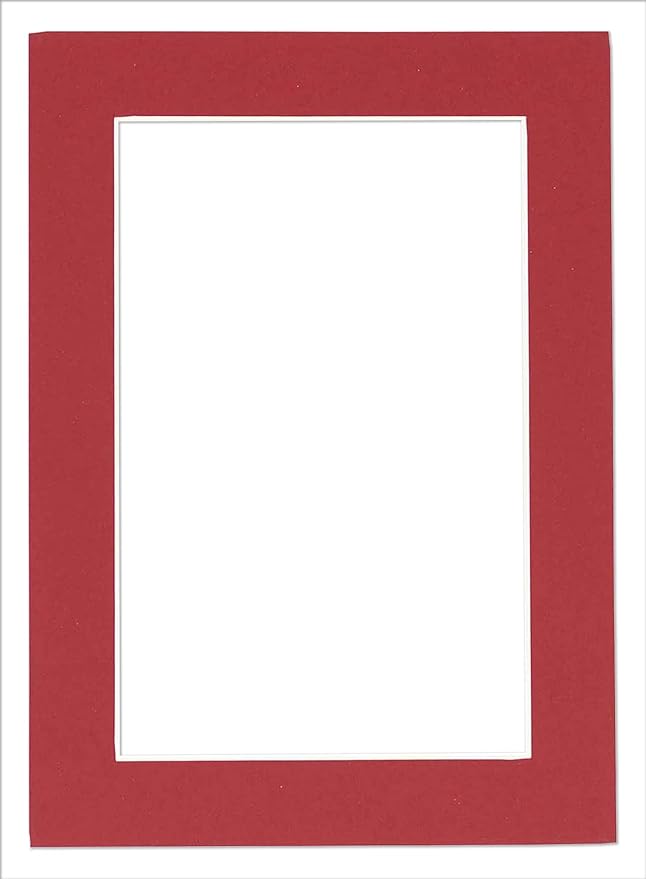 Pack of Ten Acid Free 8x10 Mats Bevel Cut for 5.5x8.5 Photos - Deep Red Precut Matboards With Backing Boards and Self Seal Photo Mat Bags For Pictures, Photos, Framing - 4-ply Thickness