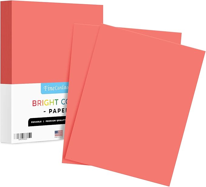 8.5 x 11" Salmon Color Paper Smooth, for School, Office & Home Supplies, Holiday Crafting, Arts & Crafts | Acid & Lignin Free | Regular 20lb Paper - 100 Sheets