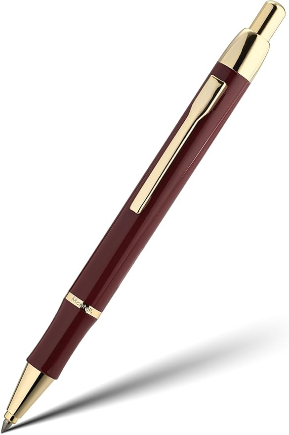 Red Gel Pen With 24K Gold Finish, Fine lacquer work, Fancy Men's And Women's Gift Set, Professional, ADMOK Black Refill, Smooth Writing, Executive, Commercial, Click, Nice Retractable Pens