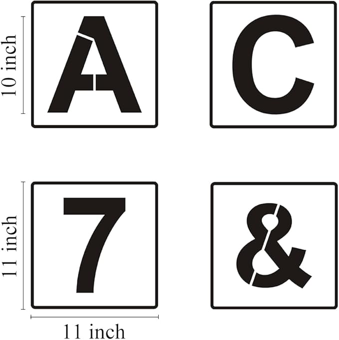 Alphabet Letter and Number Stencils 11 Inch - 40 Pack Large Letters and Numbers Stencil Templates with Signs for Painting on Wood, Reusable Number Letter Stencils for Chalkboard Signs & Wood Wall Art