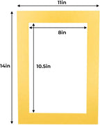 11x14 Mat for 8.5x11 Photo - Precut Metallic Gold Picture Matboard for Frames Measuring 11 x 14 Inches - Bevel Cut Matte to Display Art Measuring 8.5 x 11 Inches - Acid Free Pack of TEN MATS