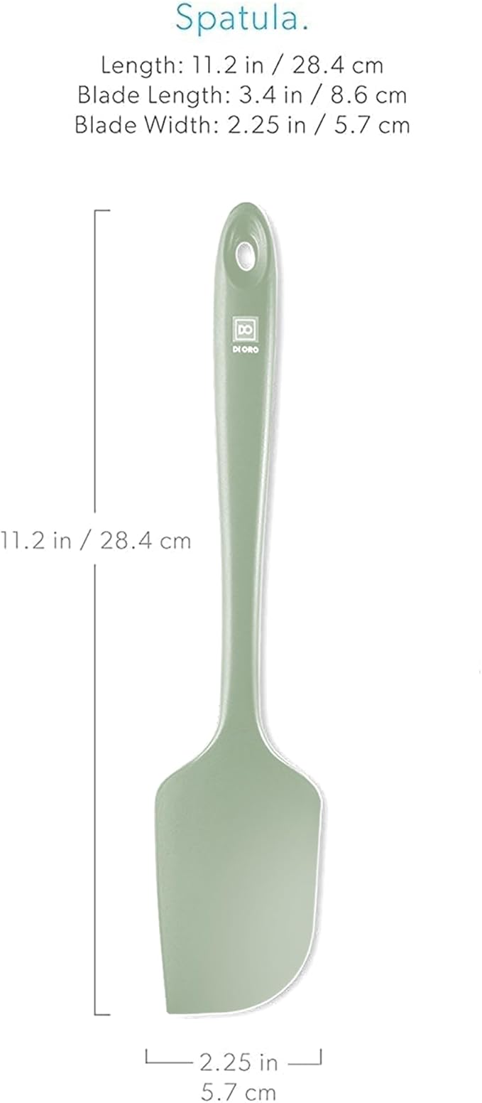 DI ORO Silicone Spatula - 600°F Heat-Resistant Rubber Kitchen Spatula for Baking, Scraping, & Mixing - BPA Free Nonstick Cookware Safe Flexible Utensil for Cooking - Seamless & Dishwasher Safe (Sage)