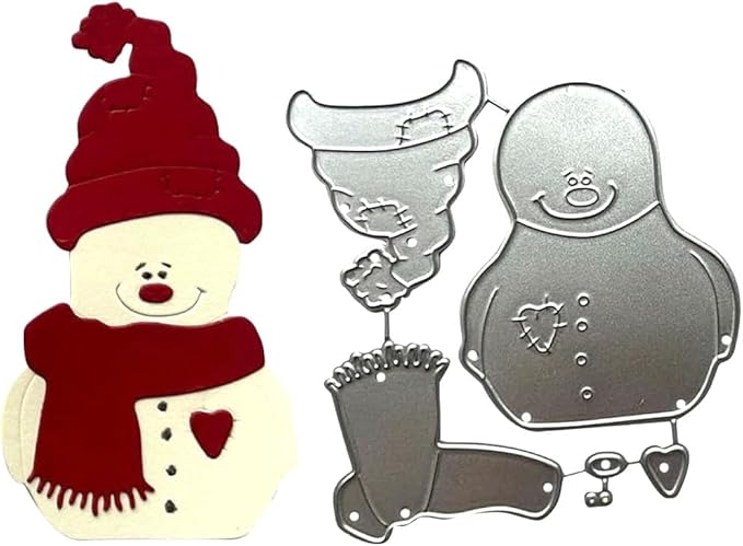 Mvchifay Cutting Dies for Card Making Metal Die-Cuts Scrapbooking Tool Hollow Frame DIY Craft Punch Template Embossing for Paper Album Decor (6 Pcs Snowman-9.4x6.2cm)