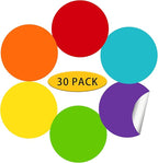 STARLIBOO 6" Round Large Colored Stickers Labels, Dots Circles Stickers for Moving，School, Home, Office, Business- 6 Colors -30 Packs