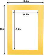 5x7 Mat for 8.5x11 Frame - Precut Mat Board Acid-Free Metallic Gold 5x7 Photo Matte For a 8.5x11 Picture Frame, Premium Matboard for Family Photos, Show Kits, Art, Picture Framing, Pack of 25 Mats
