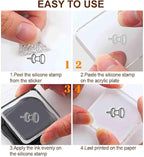 29 Pcs Journal Stamps for Crafting Card Making Supplies Set Include 3 Acrylic Clear Stamp Blocks, 6 Clear Silicone Stamps Seals, 20 Craft Ink Pads Calendar Planner Stamp for DIY