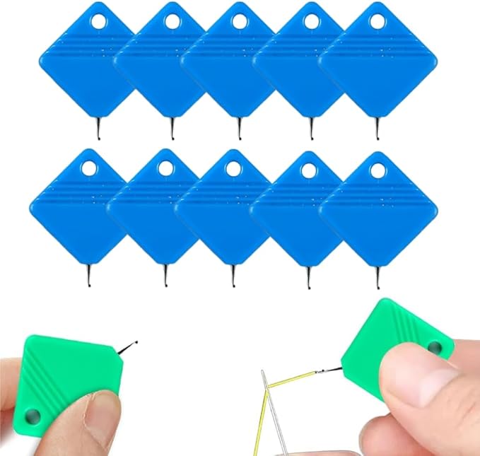 Automatic Needle Threaders for Hand Sewing, 2025 Upgrade Embroidery Floss, Sewing Machine Needle Threader, Sewing Supplies Tool, Fits All Needle Sizes (10, Blue)