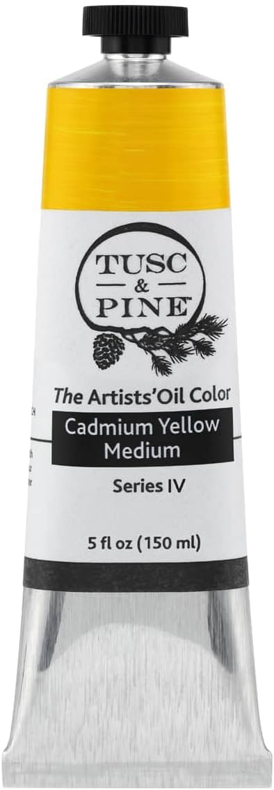 Tusc & Pine Artist Oil Paint - Cadmium Yellow Medium, 150 ml, Non-Yellowing, Rich & Creamy Consistency, Maximum Pigment Load, Small Batch Milled Oil Paints Made in the USA for Professional Artists