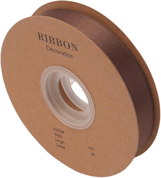 Double Side Satin Ribbon, Continuous 20 Yards,Use for Craft Bows Bouquet, Gift Wrapping, Wedding Decoration, Floral Arrangement (Coffee, 5/8 inch)