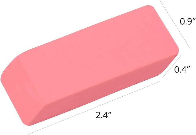 Amazon Basics Rectangular Eraser, 24 Count, Pink