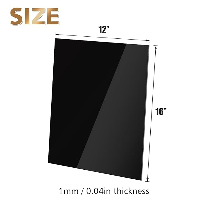 Egofine 12" x 16" Black Plexiglass Sheets 20 Pack 0.04 Inch Cast Acrylic Sheet Thick for DIY Craft Projects, Painting, Photography, Sign, Display Stand, Home Decor, Easy to Cut