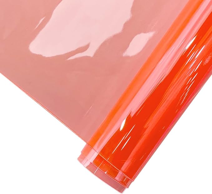 HYANG Tomato Transparent PVC Super Clear Holographic Vinyl Faux Leather Sheets 1 Roll 12" x 47" (30cm x 120cm) for DIY Bows Earrings Bags DIY Crafts Making