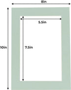 6x8 Mat for 8x10 Frame - Precut Acid-Free Honeydew Green Photo Matte Board for Picture Framing, Family Photos, Show Kits, Art - Premium Matboard Pack of 25