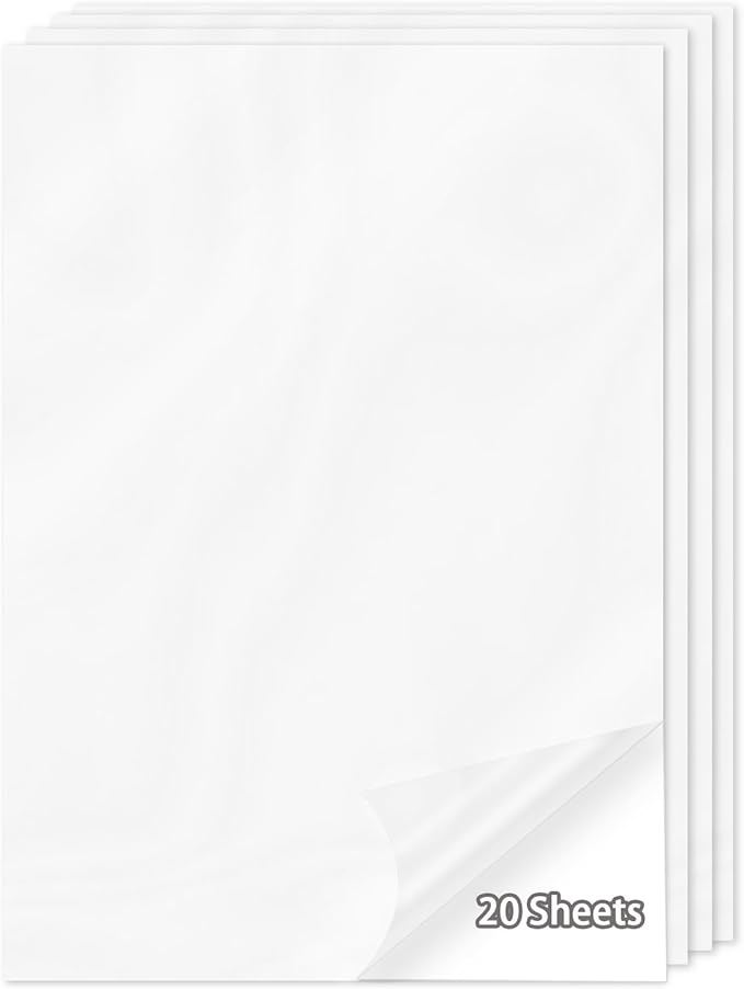 20 Sheets Holographic Sticker Paper,8.5x11 Inch Clear Printable Vinyl Sticker Papers,Self-Adhesive Waterproof for Inkjet/Laser Printer（Clear）