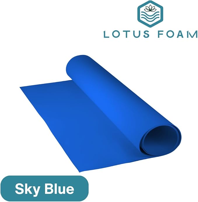 LotusFoam Large 3mm EVA Foam Sheet - 44"x 85" High Density Foam 130 kg/m3 for Cosplay, Costumes, Crafts, Flooring, Outdoor Use - 35 Colors (Sky Blue) - Sky Blue