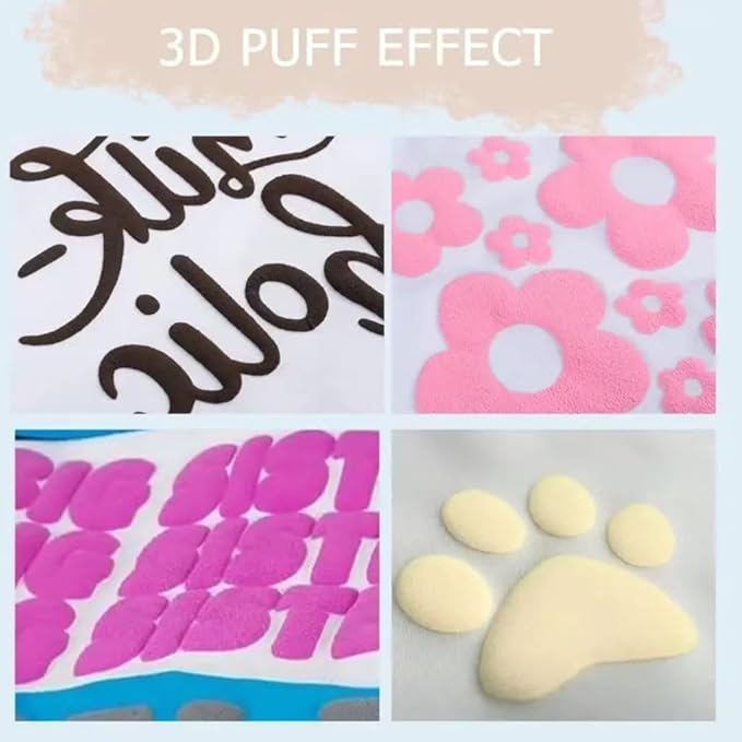 HTVRONT Puff Vinyl Heat Transfer -10" x 6ft Beige 3D Puff Heat Transfer Vinyl Foaming Colorful Puffy Iron on Vinyl for T-Shirt- Cream Puff Htv Vinyl for Compatible with Cricut Cutting Machine