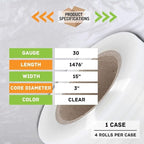 PSBM White Stretch Wrap, 15 Inch x 1476 Feet, 4 Pack, Tinted Pre-Stretched Shrink Wrap Film for Moving, Packaging, Pallet Wrapping