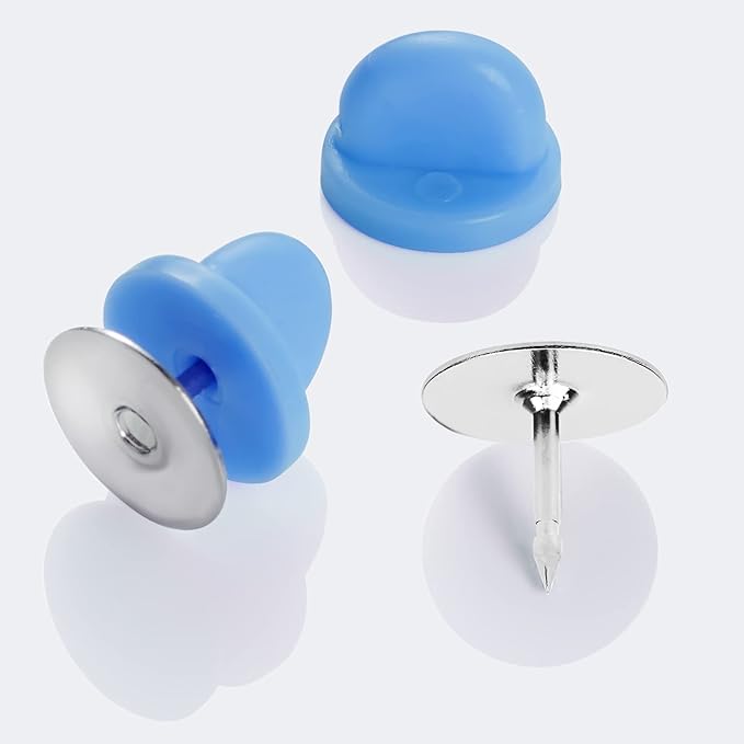 400pcs PVC Rubber Butterfly Clutch Pins Tie Tacks Blank for Uniform Badges Backing Holder Clasp Lapel Enamel Pins(200 Sets),Blue