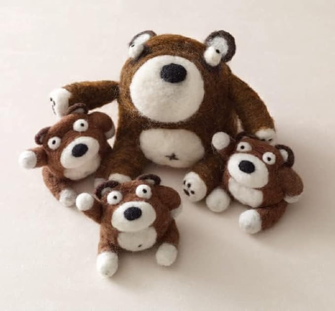 Woolbuddy Wool Roving Kit - Premium Core Wool for Needle Felting, Felting Soap & Tools – Sustainable Roving Wool for Beginners & Adults, Wet Felting Supplies (Brown)
