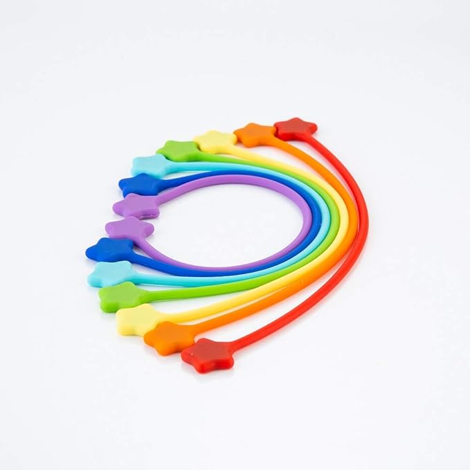 Reusable Silicone Twist Ties, 7.48'' Magnetic Cable Ties with Strong Magnet for Organizing Cables, Hanging Stuff, USB Cords, Fridge Magnets, Book Markers, or Just for Fun (7Colors, 7 Pack)