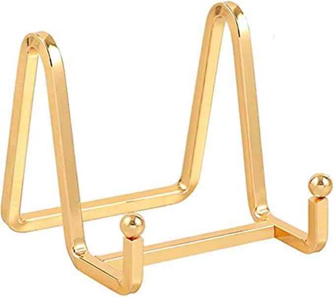 Plate Holder Easel Display Stand - 3 inch Metal Plate Stands for Display - Tabletop Picture Stand - Gold Iron Easels for Display Pictures | Photo Frames | Book | Decorative Plates | Plaque - 1 Pack