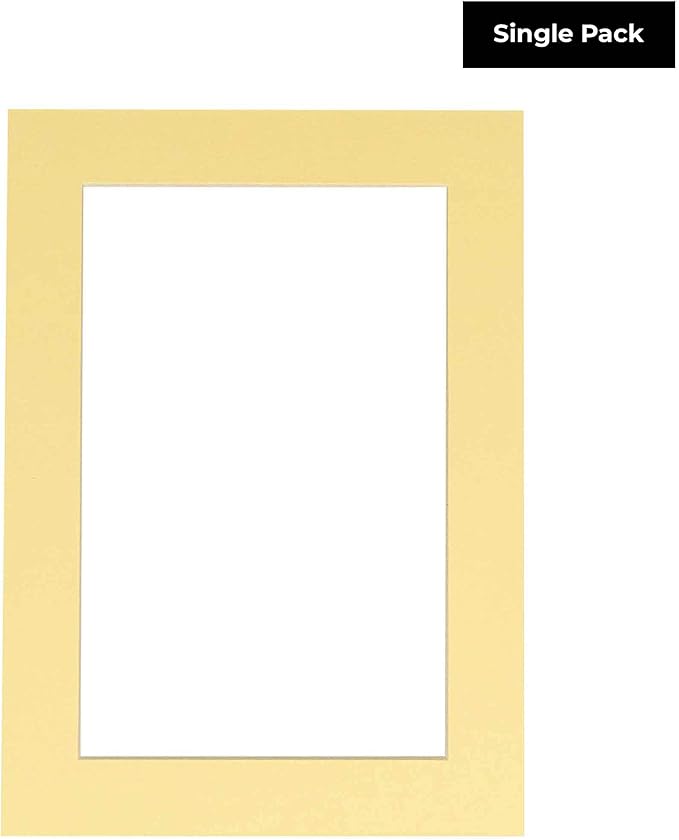 11x14 Mat for 8.5x11 Photo - Precut Soft Yellow Picture Matboard for Frames Measuring 11 x 14 Inches - Bevel Cut to Display Art 8.5 x 11 Inches - Acid Free ONE MAT with Backing Board & Clear Bag