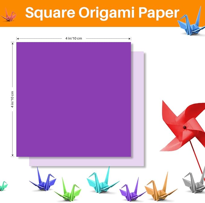 Opret Origami Paper Large, 100 Sheets 4x4 inch / 10x10cm Large Origami Paper 50 Vivid Colors Single Sided for Arts and Crafts Projects