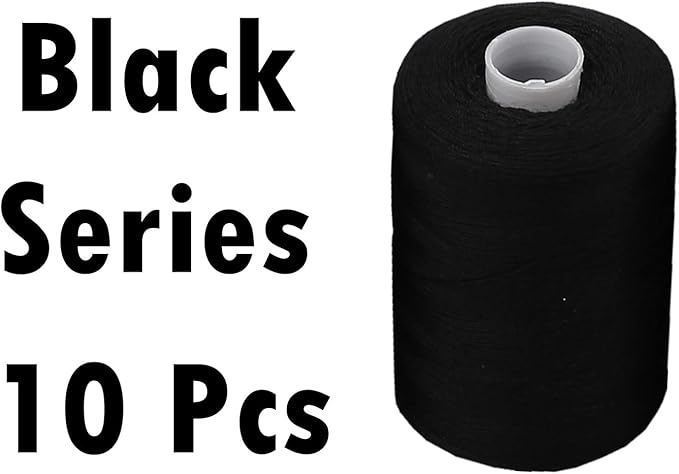 Simthread All Purpose Sewing Thread, 10 Spool 1000 Yards Each Bobbin Polyester Thread for Sewing, Handy Polyester Sewing Threads for Sewing Machine - (Black Series)