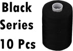 Simthread All Purpose Sewing Thread, 10 Spool 1000 Yards Each Bobbin Polyester Thread for Sewing, Handy Polyester Sewing Threads for Sewing Machine - (Black Series)