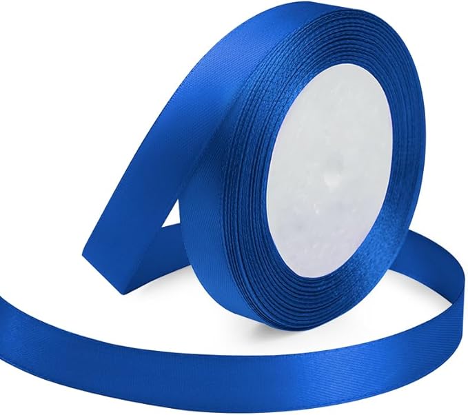 KMER LIFE Solid Color Royal Blue Satin Ribbon 5/8 Inches x 25 Yards, Ribbons Perfect for Crafts, Wedding Decor, Bow Making, Sewing, Gift Package Wrapping and More