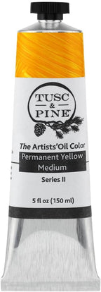 Tusc & Pine Artist Oil Paint - Permanent Yellow Medium, 150 ml, Non-Yellowing, Rich & Creamy Consistency, Maximum Pigment Load, Small Batch Milled Oil Paints Made in the USA for Professional Artists