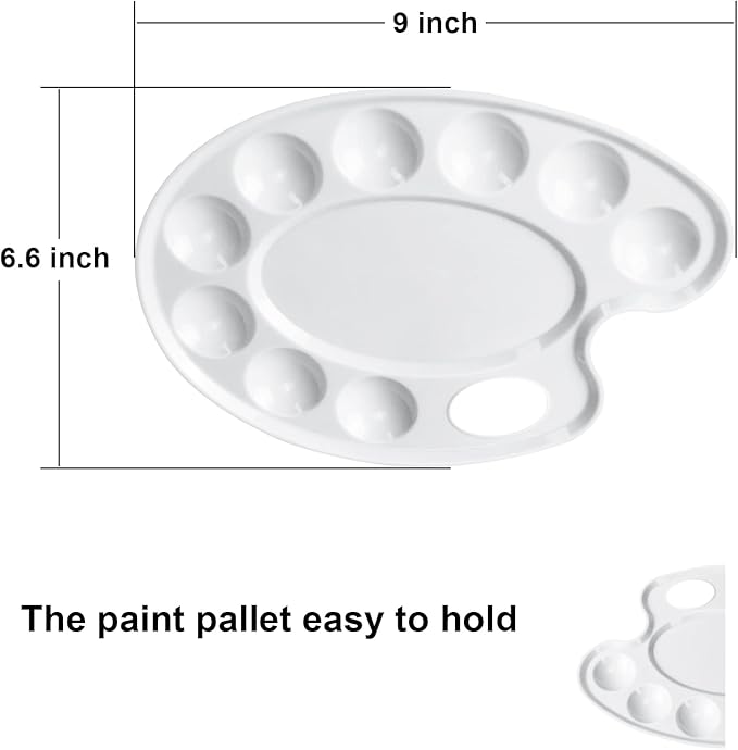 Hulameda Upgrade 4 Pack Paint Tray Palettes with Thumb Hole,Plastic Paint Pallets for Kids or Students to Craft DIY Painting or Have a Birthday Painting Party