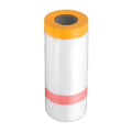HARFINGTON Pre-Taped Masking Film 43.3" x65.6ft Double Adhesive Tape and Drape Painters Plastic Drop Cloth Film with Tape Plastic Sheeting for Automotive Painting Covering
