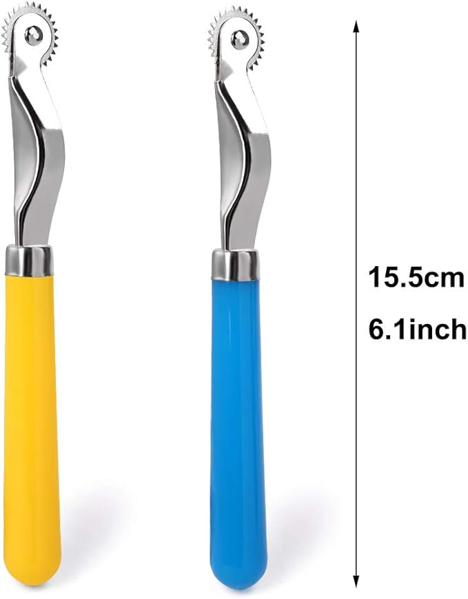 LUNARM 2 Pcs Tracing Wheel Sewing Tool, Plastic Handle Needle Point Tracing Wheel, Random Color Tracing Wheel Sewing Tool, Professional Stitch Marking Spacer for Arts and Leather Crafts