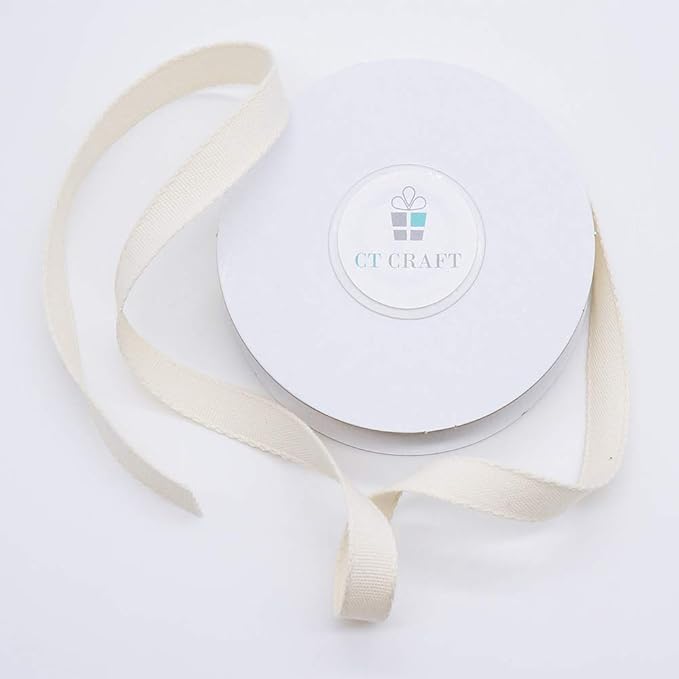 CT CRAFT LLC Ivory Cotton Ribbon 3/8" x 10 Yards for Home Décor Gift Present Wrapping DIY Crafts Birthday Wedding Bouquet Christmas