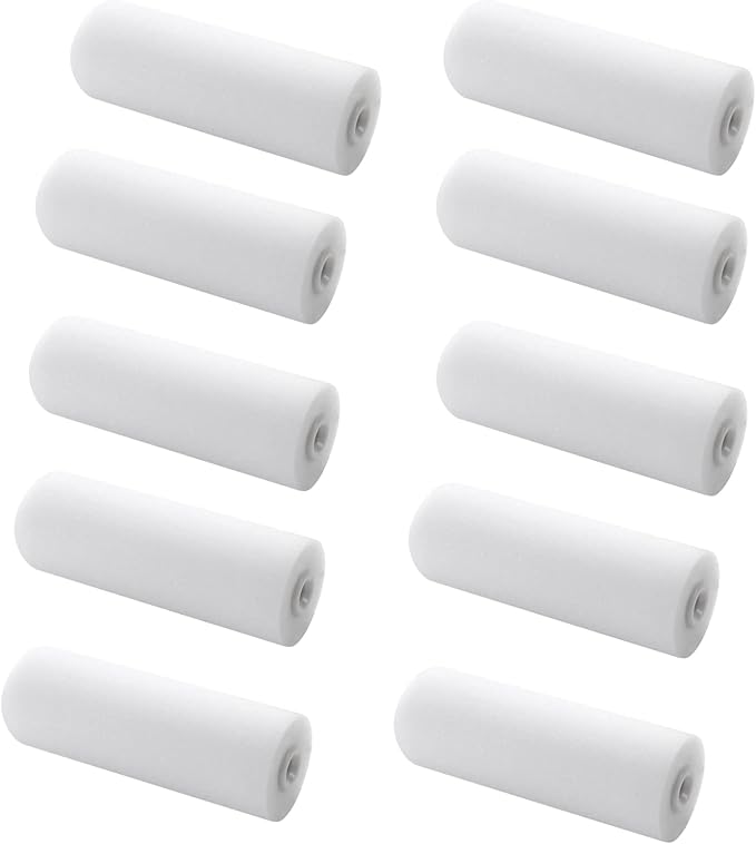 4 inch Paint Roller Covers,Foam Refill for Paint Rollers,Naps for Paint Roller Brush, Small Roller Nap with High Density Sponge Paint Roller Sleeve Replacements(10 Pieces)