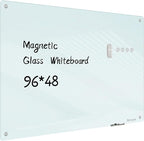 Magnetic Glass Whiteboard - Glass Dry Erase Board 48"x96" Large Frameless Board for Walls Office School and Home