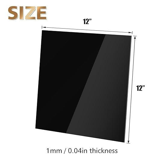 Egofine 12" x 12" Black Plexiglass Sheets 20 Pack 0.04 Inch Cast Acrylic Sheet Thick for DIY Craft Projects, Painting, Photography, Sign, Display Stand, Home Decor, Easy to Cut