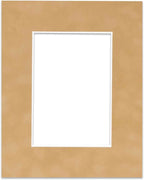 Pack of Ten Acid Free 11x14 Mats Bevel Cut for 8.5x11 Photos - Beige Suede Precut Matboards With Backing Boards and Self Seal Photo Mat Bags For Pictures, Photos, Framing - 4-ply Thickness